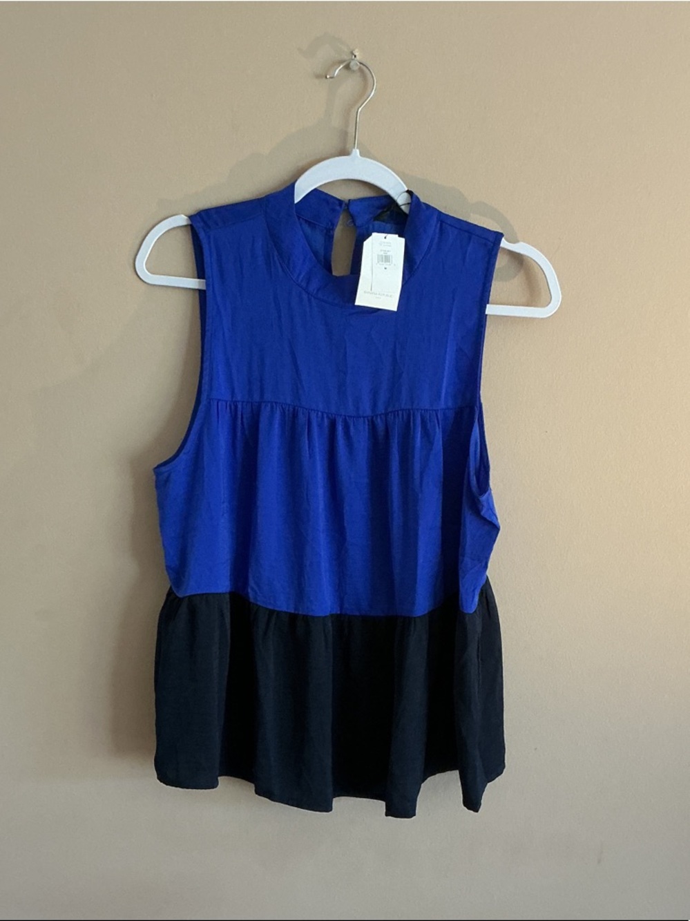 Banana Republic Blue and Black Sleeveless Peplum Tank